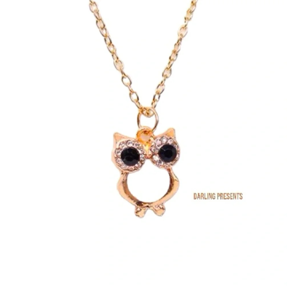 Owl Acrylic Crystal Necklace Women/Girls Color White